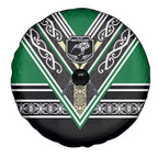 New Zealand Maori Rugby Spare Tire Cover Aotearoa Koru Geometric - Naturalistic Green