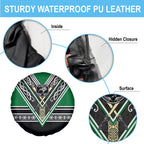 New Zealand Maori Rugby Spare Tire Cover Aotearoa Koru Geometric - Naturalistic Green