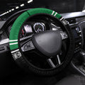 New Zealand Maori Rugby Steering Wheel Cover Aotearoa Koru Geometric - Naturalistic Green