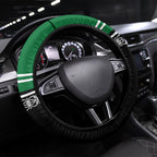 New Zealand Maori Rugby Steering Wheel Cover Aotearoa Koru Geometric - Naturalistic Green