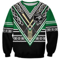 New Zealand Maori Rugby Custom Sweatshirt Aotearoa Koru Geometric - Naturalistic Green