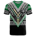 New Zealand Maori Rugby Custom T Shirt Aotearoa Koru Geometric - Naturalistic Green