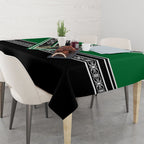 New Zealand Maori Rugby Tablecloth Aotearoa Koru Geometric - Naturalistic Green