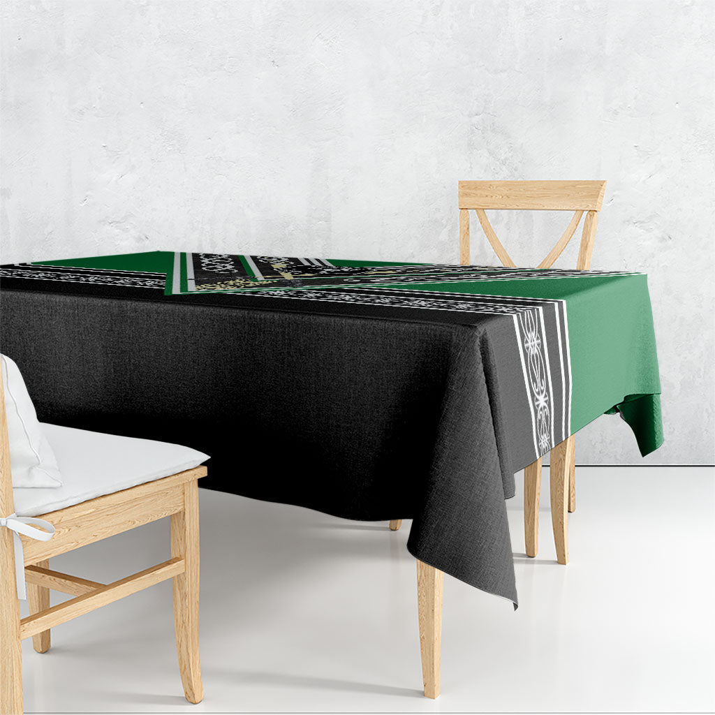 New Zealand Maori Rugby Tablecloth Aotearoa Koru Geometric - Naturalistic Green
