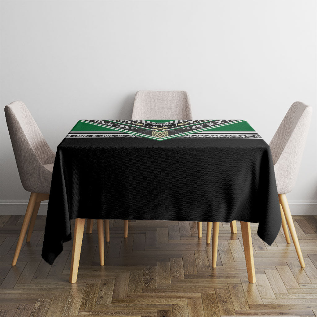 New Zealand Maori Rugby Tablecloth Aotearoa Koru Geometric - Naturalistic Green