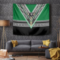 New Zealand Maori Rugby Tapestry Aotearoa Koru Geometric - Naturalistic Green