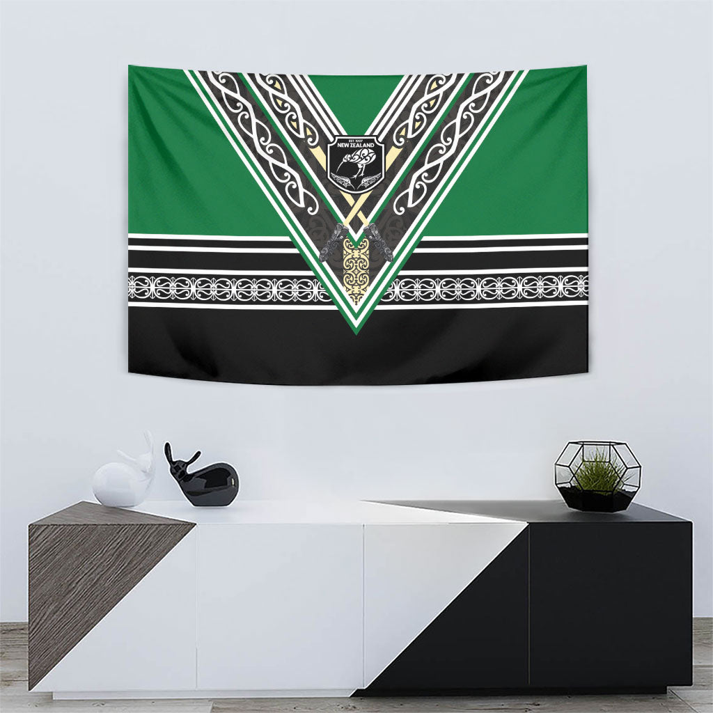 New Zealand Maori Rugby Tapestry Aotearoa Koru Geometric - Naturalistic Green