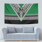 New Zealand Maori Rugby Tapestry Aotearoa Koru Geometric - Naturalistic Green