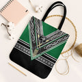 New Zealand Maori Rugby Tote Bag Aotearoa Koru Geometric - Naturalistic Green