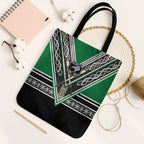 New Zealand Maori Rugby Tote Bag Aotearoa Koru Geometric - Naturalistic Green