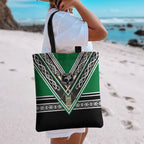 New Zealand Maori Rugby Tote Bag Aotearoa Koru Geometric - Naturalistic Green