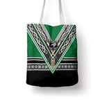 New Zealand Maori Rugby Tote Bag Aotearoa Koru Geometric - Naturalistic Green