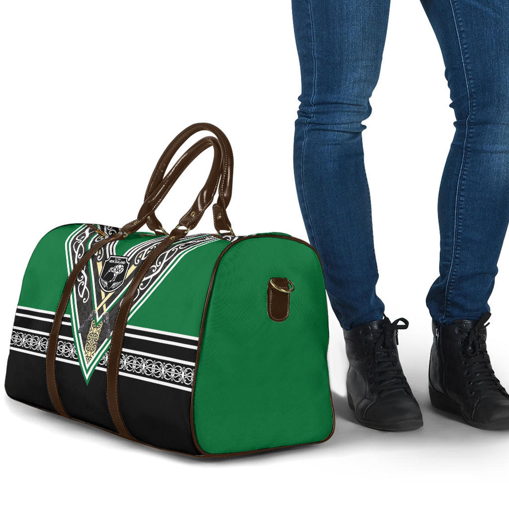 New Zealand Maori Rugby Travel Bag Aotearoa Koru Geometric - Naturalistic Green