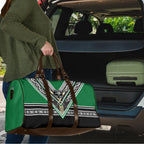 New Zealand Maori Rugby Travel Bag Aotearoa Koru Geometric - Naturalistic Green