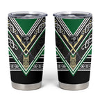 New Zealand Maori Rugby Tumbler Cup Aotearoa Koru Geometric - Naturalistic Green