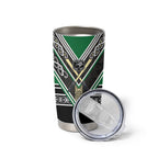 New Zealand Maori Rugby Tumbler Cup Aotearoa Koru Geometric - Naturalistic Green