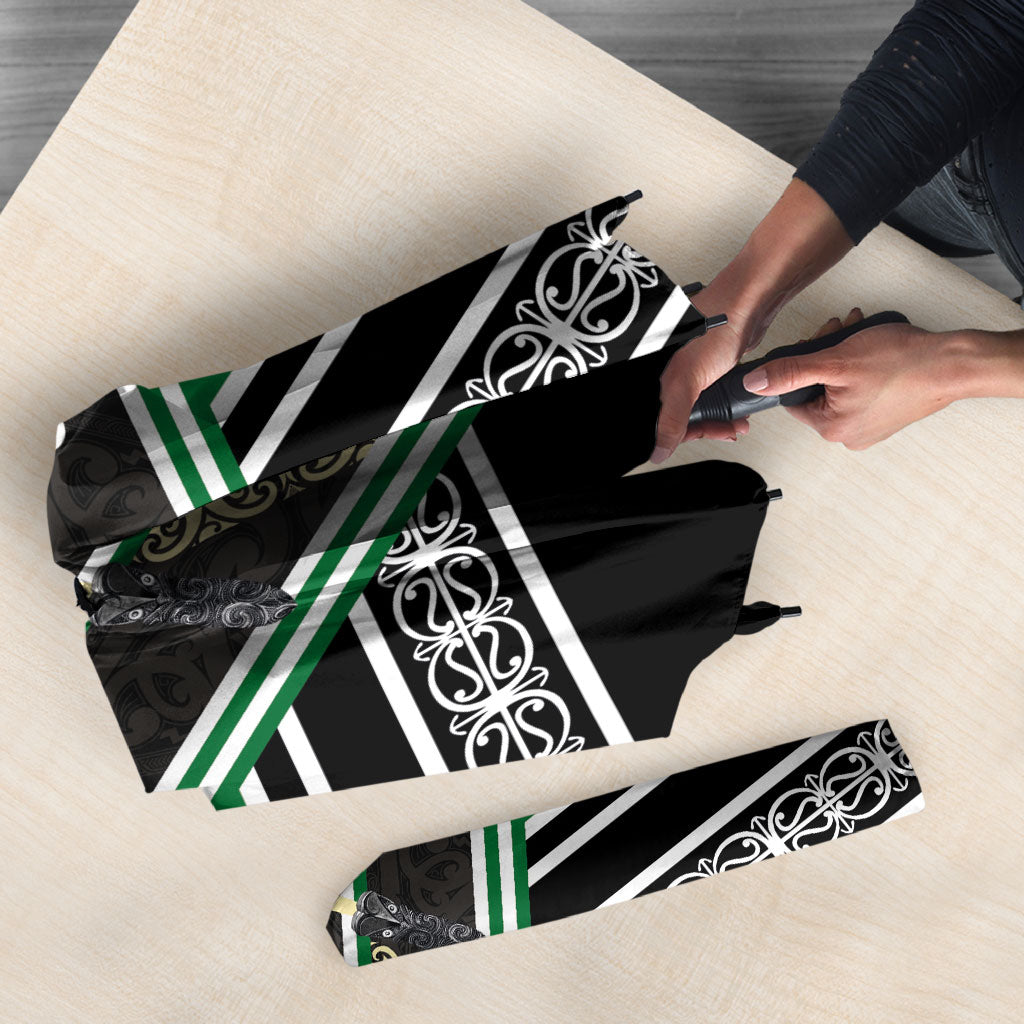 New Zealand Maori Rugby Umbrella Aotearoa Koru Geometric - Naturalistic Green