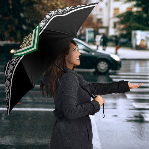 New Zealand Maori Rugby Umbrella Aotearoa Koru Geometric - Naturalistic Green