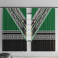 New Zealand Maori Rugby Window Curtain Aotearoa Koru Geometric - Naturalistic Green