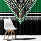 New Zealand Maori Rugby Window Curtain Aotearoa Koru Geometric - Naturalistic Green