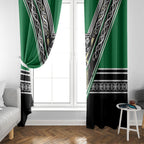 New Zealand Maori Rugby Window Curtain Aotearoa Koru Geometric - Naturalistic Green