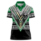 New Zealand Maori Rugby Custom Women Polo Shirt Aotearoa Koru Geometric - Naturalistic Green