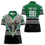 New Zealand Maori Rugby Custom Women Polo Shirt Aotearoa Koru Geometric - Naturalistic Green