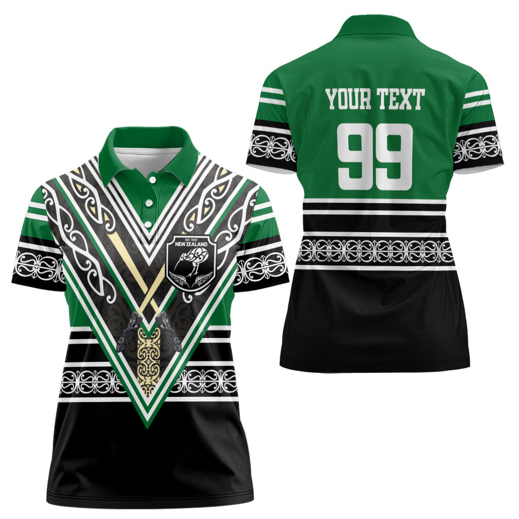 New Zealand Maori Rugby Custom Women Polo Shirt Aotearoa Koru Geometric - Naturalistic Green
