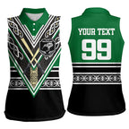 New Zealand Maori Rugby Custom Women Sleeveless Polo Shirt Aotearoa Koru Geometric - Naturalistic Green