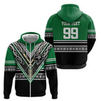 New Zealand Maori Rugby Custom Zip Hoodie Aotearoa Koru Geometric - Naturalistic Green
