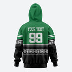 New Zealand Maori Rugby Custom Zip Hoodie Aotearoa Koru Geometric - Naturalistic Green