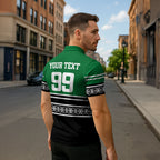 New Zealand Maori Rugby Custom Zipper Polo Shirt Aotearoa Koru Geometric - Naturalistic Green