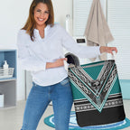 New Zealand Maori Rugby Laundry Basket Aotearoa Koru Geometric - Oceanic Color
