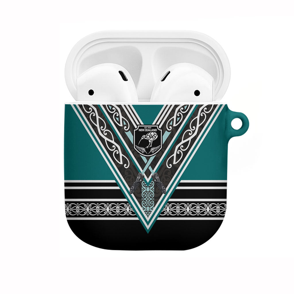 New Zealand Maori Rugby AirPods Case Aotearoa Koru Geometric - Oceanic Color