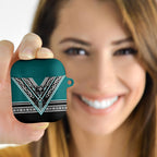New Zealand Maori Rugby AirPods Case Aotearoa Koru Geometric - Oceanic Color