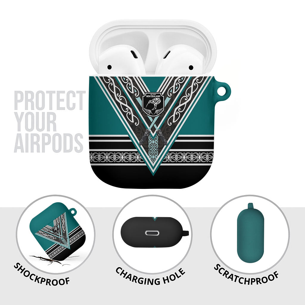 New Zealand Maori Rugby AirPods Case Aotearoa Koru Geometric - Oceanic Color