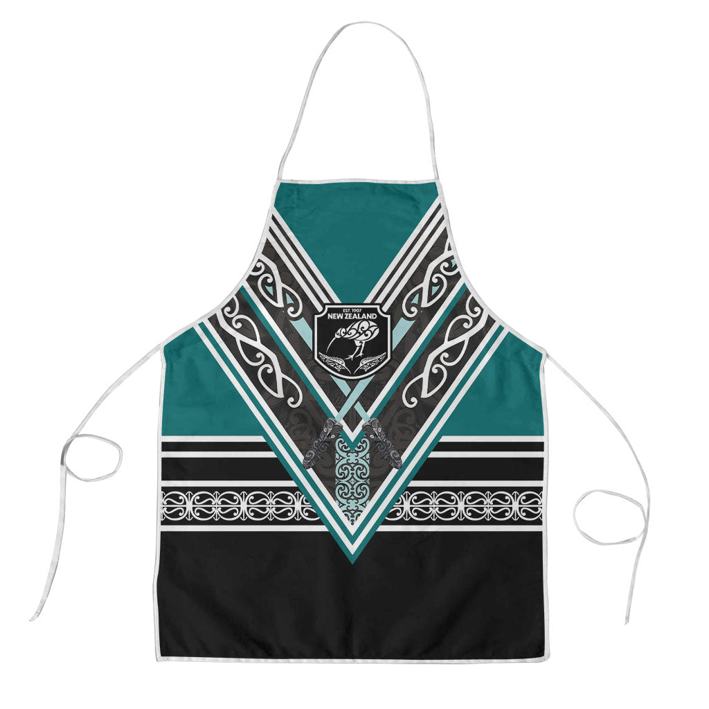 New Zealand Maori Rugby Apron Aotearoa Koru Geometric - Oceanic Color