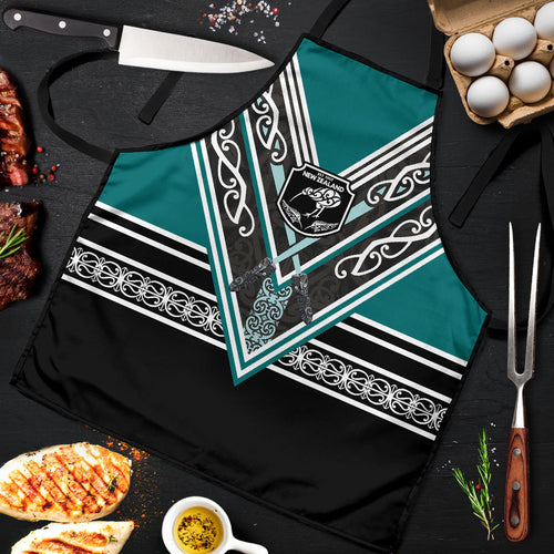 New Zealand Maori Rugby Apron Aotearoa Koru Geometric - Oceanic Color