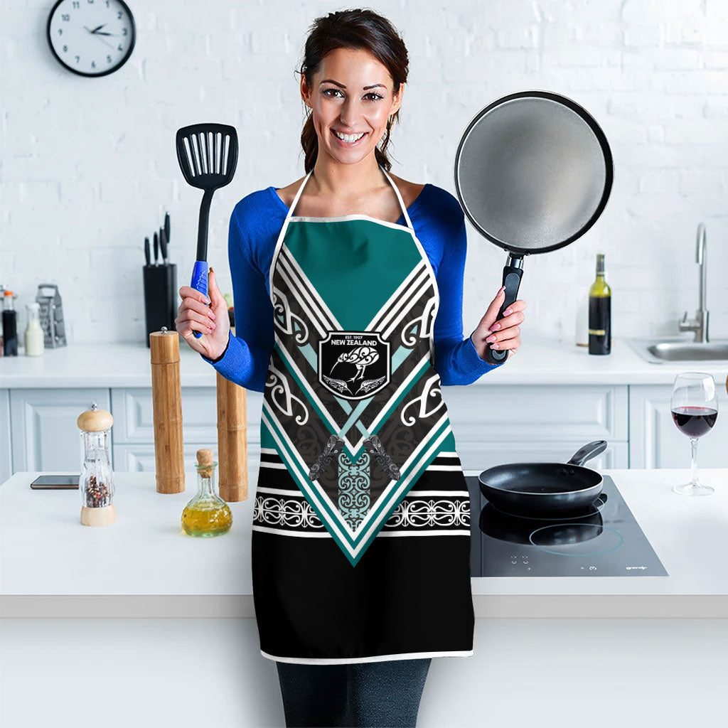New Zealand Maori Rugby Apron Aotearoa Koru Geometric - Oceanic Color