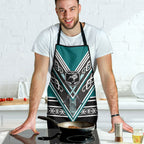 New Zealand Maori Rugby Apron Aotearoa Koru Geometric - Oceanic Color