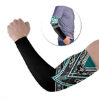 New Zealand Maori Rugby Custom Arm Sleeves Aotearoa Koru Geometric - Oceanic Color
