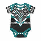 New Zealand Maori Rugby Custom Baby Onesie Aotearoa Koru Geometric - Oceanic Color