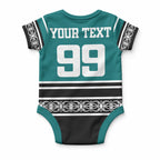 New Zealand Maori Rugby Custom Baby Onesie Aotearoa Koru Geometric - Oceanic Color