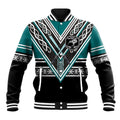 New Zealand Maori Rugby Custom Baseball Jacket Aotearoa Koru Geometric - Oceanic Color