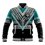 New Zealand Maori Rugby Custom Baseball Jacket Aotearoa Koru Geometric - Oceanic Color