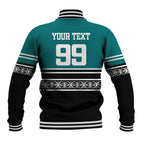 New Zealand Maori Rugby Custom Baseball Jacket Aotearoa Koru Geometric - Oceanic Color