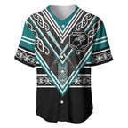 New Zealand Maori Rugby Custom Baseball Jersey Aotearoa Koru Geometric - Oceanic Color