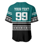 New Zealand Maori Rugby Custom Baseball Jersey Aotearoa Koru Geometric - Oceanic Color