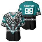 New Zealand Maori Rugby Custom Baseball Jersey Aotearoa Koru Geometric - Oceanic Color