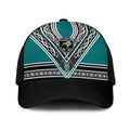 New Zealand Maori Rugby Baseball Net Cap Aotearoa Koru Geometric - Oceanic Color